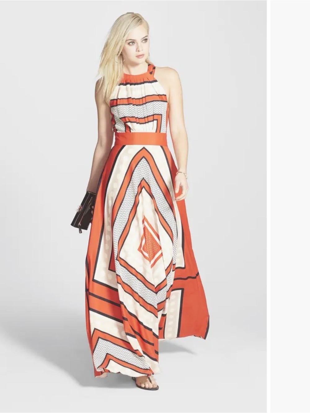 Scarf Print Crêpe de Chine Fit & Flare Maxi Dress Sz 2 featured on today’s show